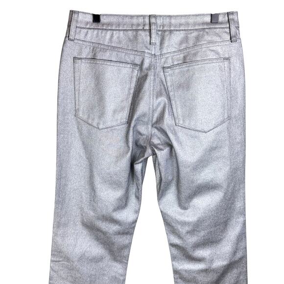 J. Crew Collection NWT Silver Metallic Waxed Mid Rise Slouchy Straight Jeans - Picture 4 of 9